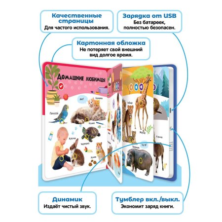 BertToys Говорящая книга "Нажималка"- Животные