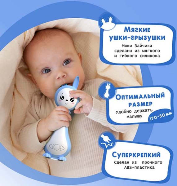 BertToys Музыкальная интерактивная игрушка «Зайчик Грызушка» / цвет розовый