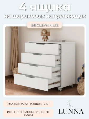 Комод LUNNA BREEZE 800/4 МДФ(органайзер) (Белый)