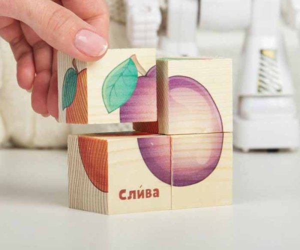 Лесная мастерская Набор кубиков "Фрукты", 4 штуки