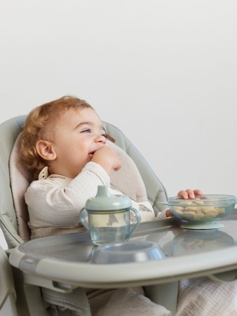 Happy Baby Тарелка на присоске с крышкой / цвет sage/шалфей