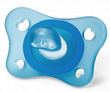 Chicco Пустышка Physio Soft Mini, силикон, 2-6 месяцев, 2 штуки / цвет голубой					