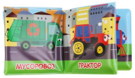 Умка Книжка-раскладушка для ванны с пищалкой «Синий трактор»  – внешний вид и детали
