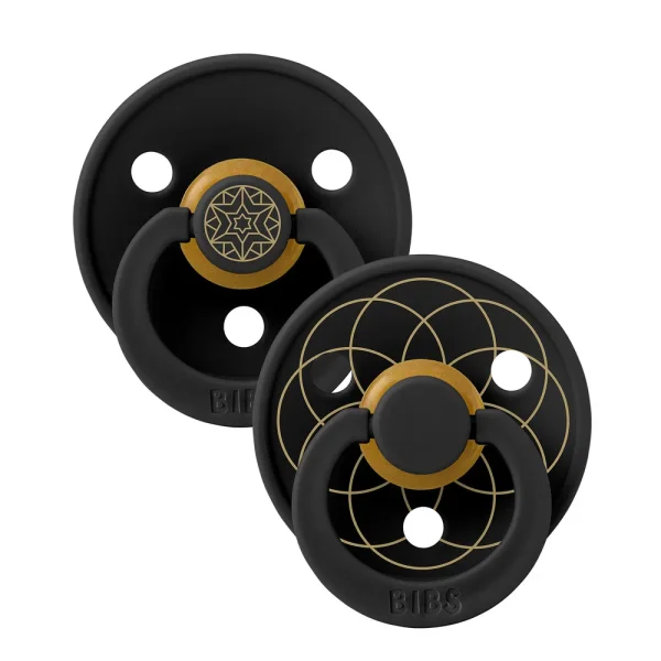 Набор пустышек латексных BIBS Studio Colour - Layl - Black/Gold, 6+ месяцев.