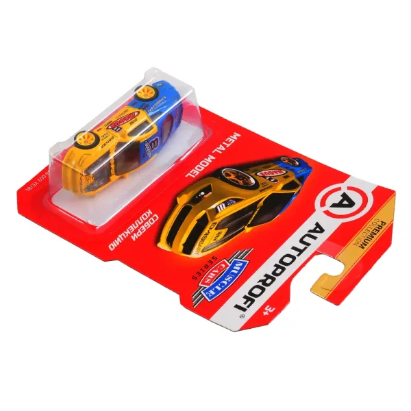 Машинка коллекционная 1:64, Серия MUSCLE CARS (Mustang), MUS-002, желт./синий, 1/64/128
