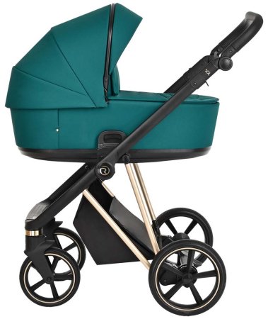 Roan Коляска 2 в 1 Sol Luxury / цвет Deep Lake (бирюзовый, рама золото, ручка черная)