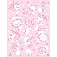 Одеяло байковое Baby Nice "Звездная ночь",100% хлопок, 85х115 см, розовый
