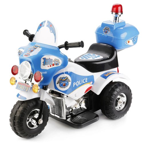 Bugati Детский мотоцикл со светом, звуком и мигалкой, цвет белый+синий