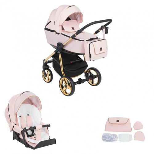Adamex детская коляска 2 в 1 barcelona special edition / цвет розовый, золотой