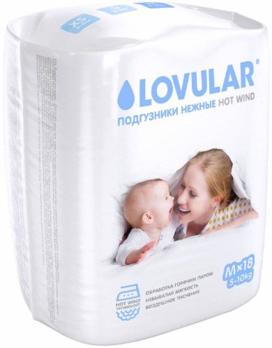 Lovular Детские подгузники Hot Wind, M 5-10 кг, 18 шт/уп
