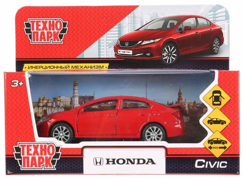 Технопарк Металлическая модель "Honda Civic" / цвет красный