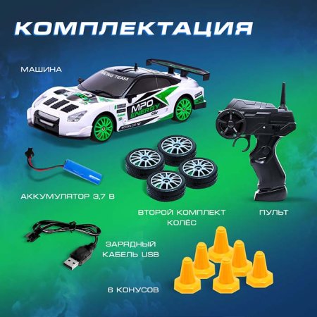 Автоград Машина радиоуправляемая "Японский дрифт" / цвет белый