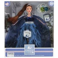 ABtoys Кукла "Emily. Синяя серия" в платье с прозрачной накидкой с аксессуарами, 30см					