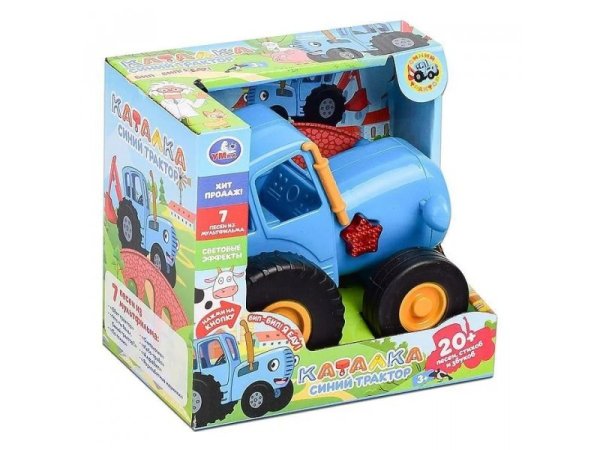 Умка Музыкальная каталка СИНИЙ ТРАКТОР 20 песен,стихов и звуков.свет.кор.бат.,в кор.72шт