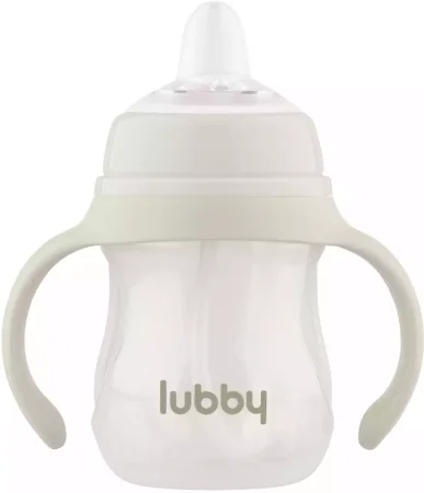 LUBBY(ЛАББИ) Поильник-непролив.180мл силикон. мяг нос/ручки/грузик 6м+ молочный