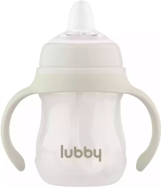 LUBBY(ЛАББИ) Поильник-непролив.180мл силикон. мяг нос/ручки/грузик 6м+ молочный