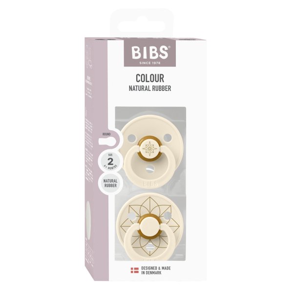 Набор пустышек латексных BIBS Studio Colour - Noor - Ivory/Gold, 6+ месяцев.