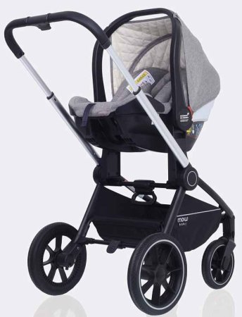 MowBaby Коляска 3 в 1 Zoom PU / цвет Silver Beige (бежево-серый, рама серебро)