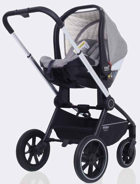 MowBaby Коляска 3 в 1 Zoom PU / цвет Silver Beige (бежево-серый, рама серебро)