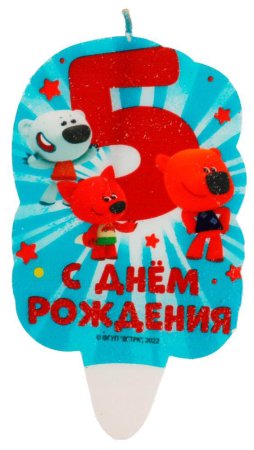 Чудо-праздник Свеча для торта со стикером «Ми-ми-мишки»