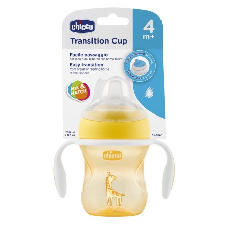 Chicco Чашка-поильник Transition Cup, 200 мл, цвет / салатовый, желтый