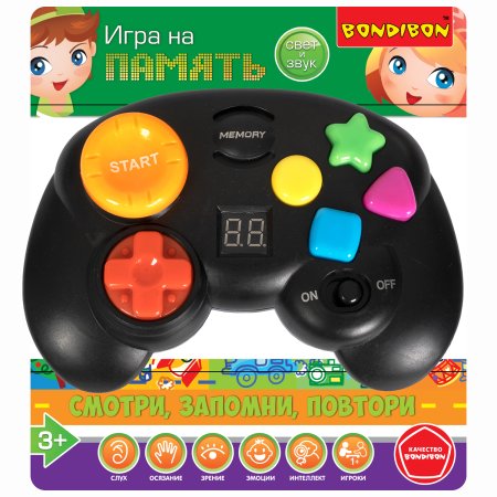 Bondibon Настольная семейная игра На память в виде джойстика, со счётчиком очков, светом и звуком / цвет черный