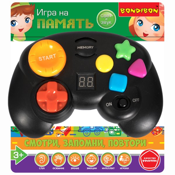 Bondibon Настольная семейная игра На память в виде джойстика, со счётчиком очков, светом и звуком / цвет черный