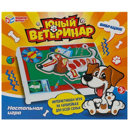 Настольная игра юный ветеринар, бат.кор.30*26*4,3см Умные игры в кор.24шт