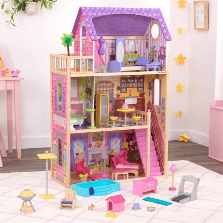 KidKraft Деревянный кукольный домик "Патио и бассейн", с мебелью, 32 предмета
