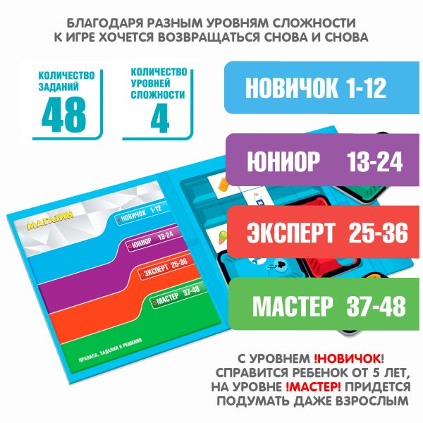 Bondibon Магнитная логическая игра для путешествий Магазин / цвет голубой, белый