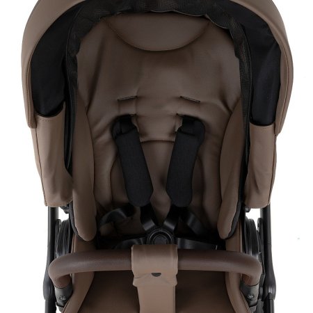 ROAN Коляска 2 в1 Esso короб + прогулка leather/Camel/Black/руч.Тем.коричневый(2 места) 