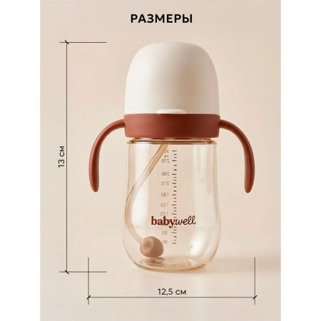 Поильник с двумя вариантами сосок 300 мл. (BW12065 коричневый)