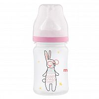 Mepsi Бутылочка для кормления Bunny, 150 мл, от 0 месяцев / цвет розовый, белый