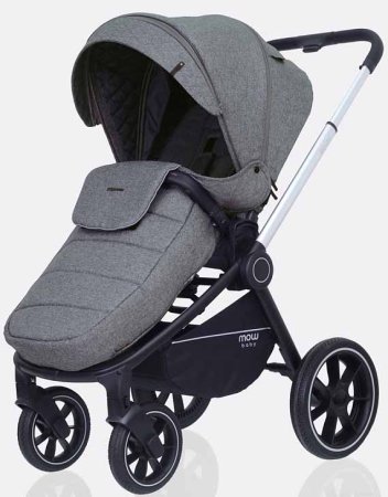 MowBaby Коляска 2 в 1 Zoom PU / цвет Silver Grey (серый, рама серебро)