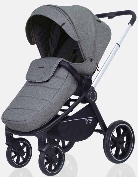 MowBaby Коляска 2 в 1 Zoom PU / цвет Silver Grey (серый, рама серебро)
