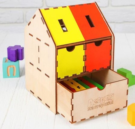 Лесная мастерская Комодик сортер развивающий Домик / цвет красный, желтый