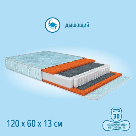 Nuovita Детский матрас Anelo, 120 x 60 х 14 см / цвет белый