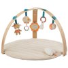 Коврик детский игровой круглый Nattou MILA ZOË LANA Корова, Ёжик, Кот с деревянной аркой 266185