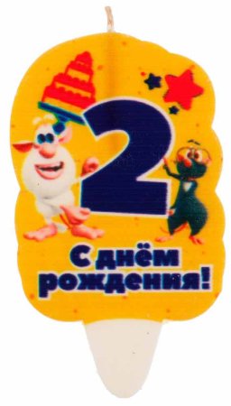 Чудо-праздник Свеча для торта со стикером Буба
