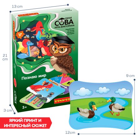 Bondibon Игра-викторина Умная сова Познаю мир Bondibon – внешний вид и детали