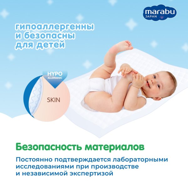 Marabu Детские одноразовые впитывающие пеленки, 60*60 см, 10 штук