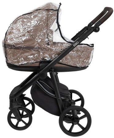 ROAN Коляска 2 в1 Esso короб + прогулка leather/Camel/Black/руч.Тем.коричневый(2 места) 