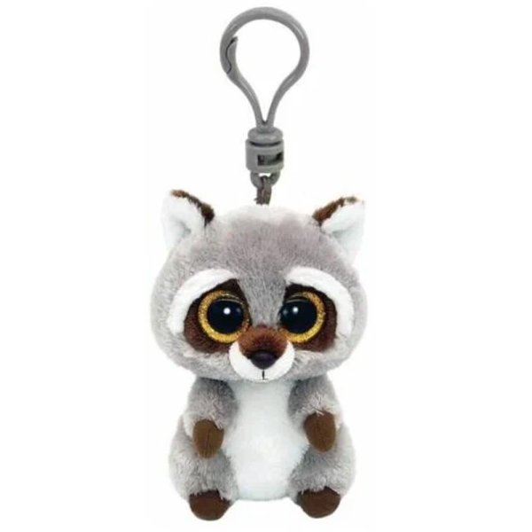 TY Мягкая игрушка-брелок Beanie Boo's Енот Oakie / цвет серый, коричневый