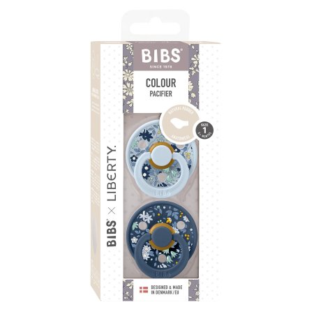 Набор пустышек латекс.BIBS Liberty Colour Anatom, 2 шт - Chamomile Lawn-Baby Blue/Steel Blue, 0+ месяцев
