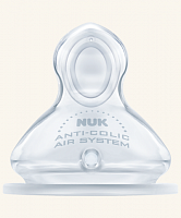 NUK соска Антиколиковая ортодонтической формы из силикона, большое отверстие для пищи L, 6-18 месяцев