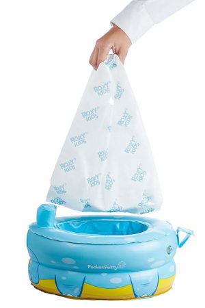 Roxy Kids Надувной дорожный горшок PocketPotty "Динозавр" / голубой