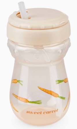 Happy Baby Поильник с трубочкой, 360 мл / принт carrot