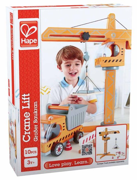 Hape Игрушка "Большой подъемный кран", 8 предметов