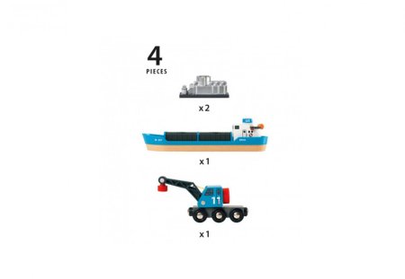 Brio Игровой набор Корабль с краном погрузчиком / 4 элемента