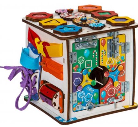 Бизикуб со светом "Смайлики на дне рождения"
